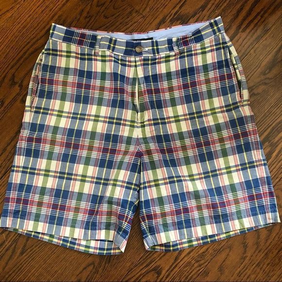 J.CREW Mens Madras Plaid Patchwork Flat Front Shorts Size 34 - Picture 6 of 6